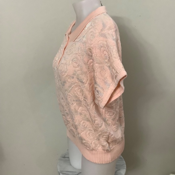 Vintage Henley Sweater Top, Medium Embellished Peach Made in Australia - Picture 5 of 12
